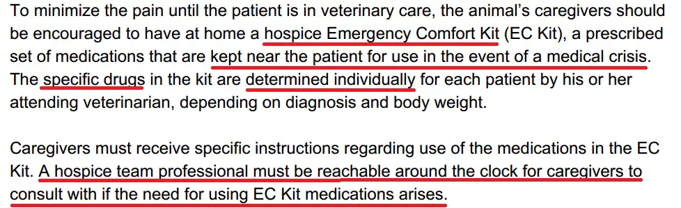 pet hospice guidelines for emergency kit graphic