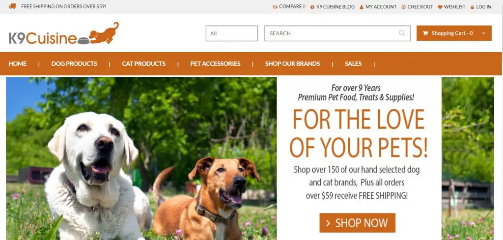 Online pet outlet food sales