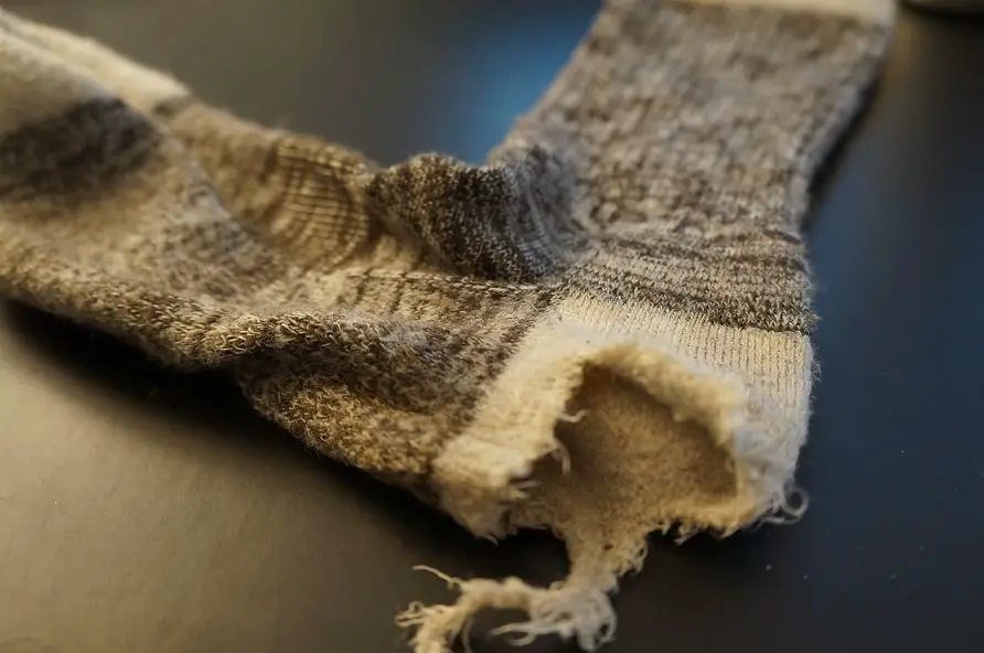 wool sock with hole chewed in it by Mr. Stix