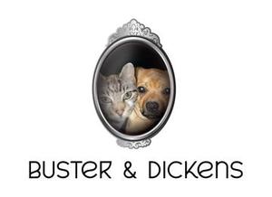 buster & dickens logo with old fashioned photo frame with a dog and cat image inside