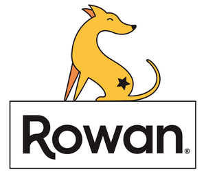 rowan grooming supplies logo - profile of dog in yellow with rowan name below