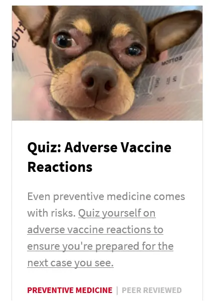 adverse vaccine reactions in dogs quiz graphic