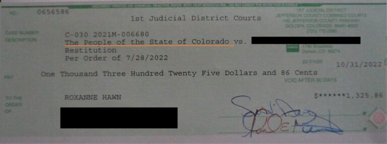 dog attack restitution check redacted