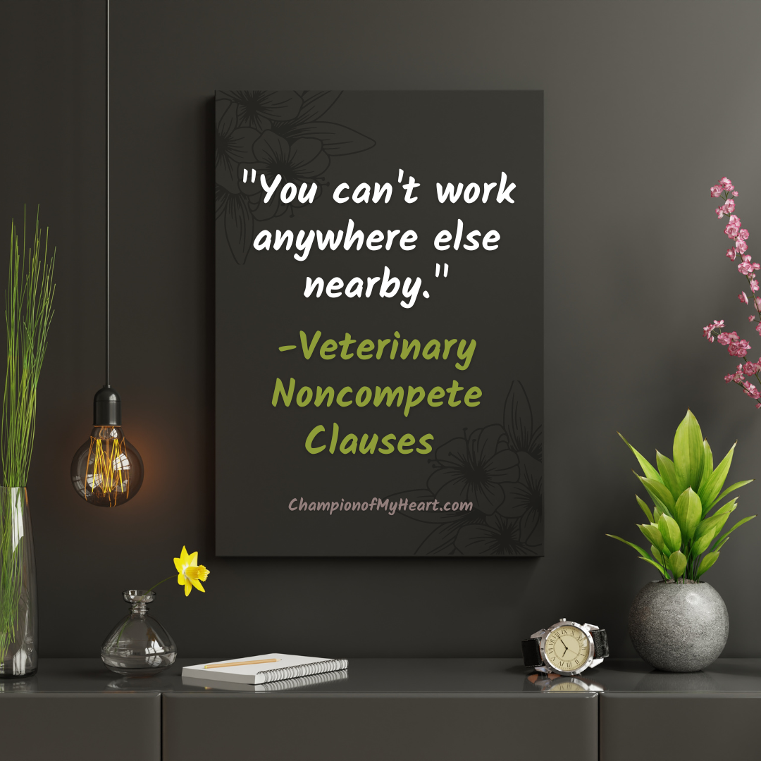 veterinary noncomplete clauses graphic saying you can't work anywhere else nearby