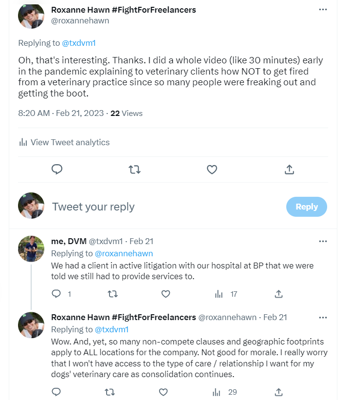 fired from veterinary hospital twitter thread 2