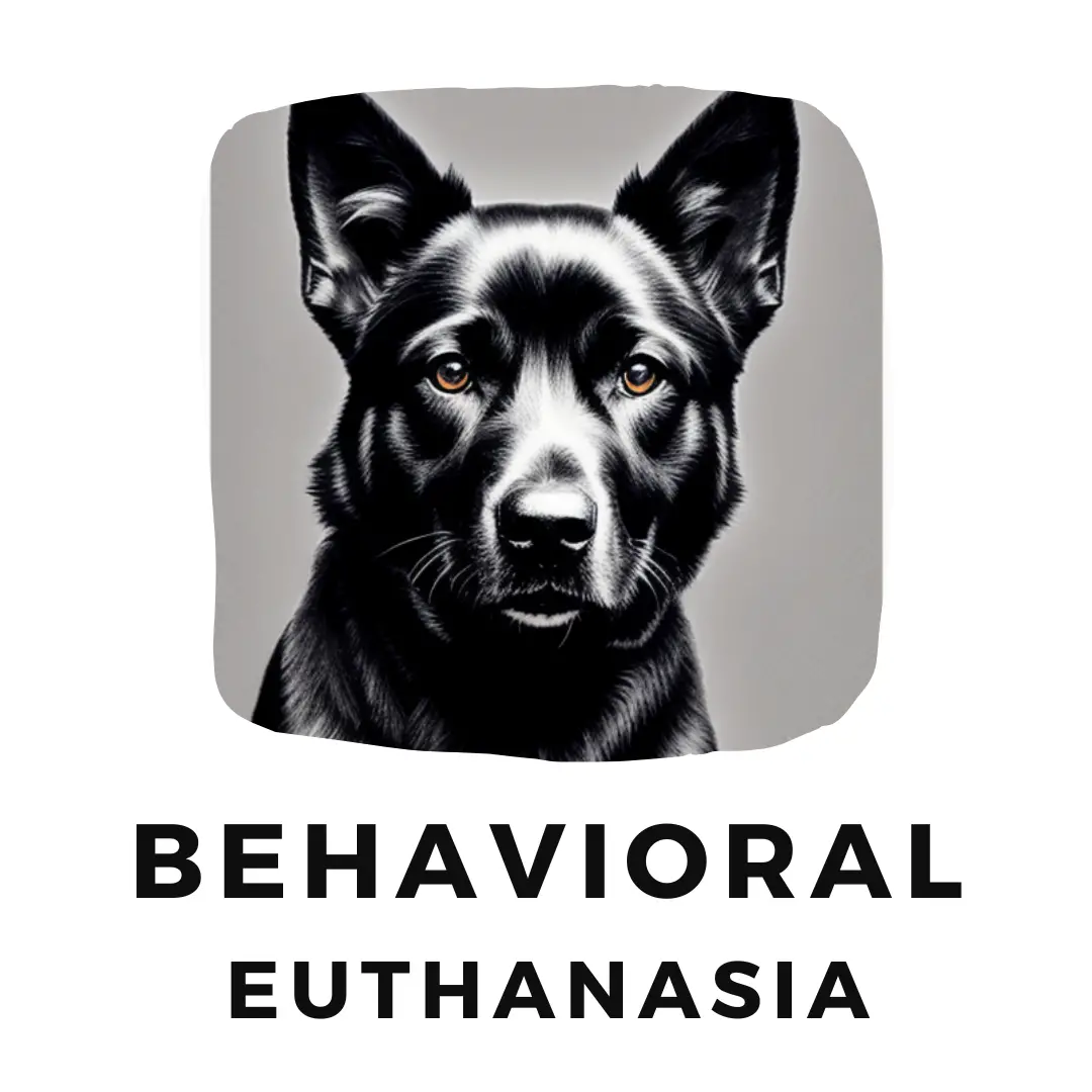 behavioral euthanasia image of black dog and black text on white background