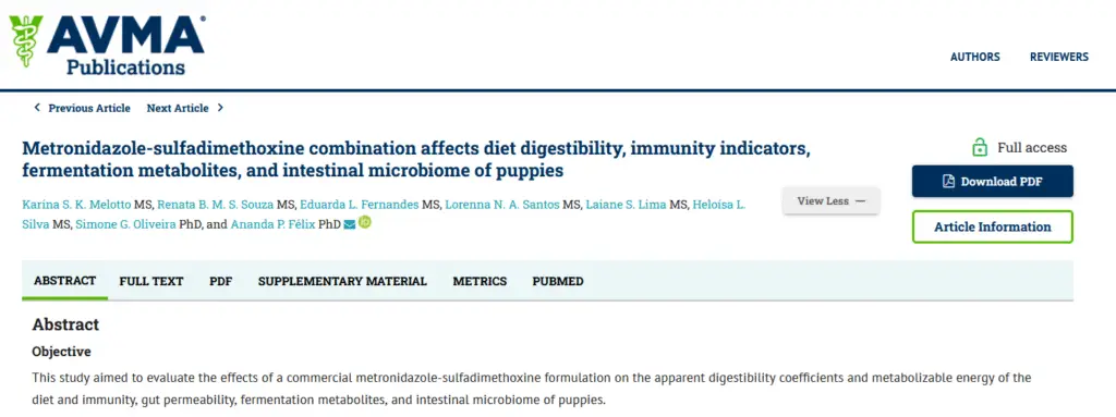 study into common tummy meds puppies main graphic - Image of the study headline, authors and objective